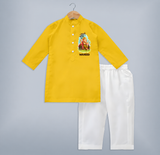 Ganpati Bappa Morya Divine Blessings Printed Kurta Set - CHROME YELLOW - 3 - 6 Months Old (Chest 24", Kurta Length 14'', Waist 19", Pant Length 14")