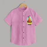 Ganesha Blessings Festive Garden Printed Shirt - BABY PINK - 0 - 6 Months Old (Chest 23")