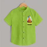 Ganesha Blessings Festive Garden Printed Shirt - LIME GREEN - 0 - 6 Months Old (Chest 23")