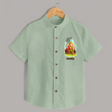 Ganesha Blessings Festive Garden Printed Shirt - MINT GREEN - 0 - 6 Months Old (Chest 23")