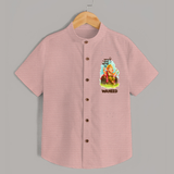 Ganesha Blessings Festive Garden Printed Shirt - PEACH - 0 - 6 Months Old (Chest 23")