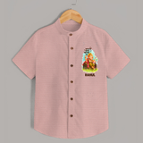Ganesha Blessings Festive Garden Printed Shirt - PEACH - 0 - 6 Months Old (Chest 23")