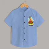 Ganesha Blessings Festive Garden Printed Shirt - SKY BLUE - 0 - 6 Months Old (Chest 23")