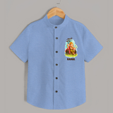 Ganesha Blessings Festive Garden Printed Shirt - SKY BLUE - 0 - 6 Months Old (Chest 23")