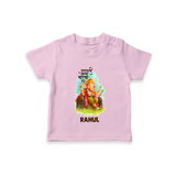 Ganesha Blessings Festive Garden Printed T Shirt - BABY PINK - 0-5 Months Old (Chest 17")