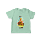 Ganesha Blessings Festive Garden Printed T Shirt - MINT GREEN - 0-5 Months Old (Chest 17")