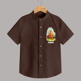 Ganesha Blessings Festive Garden Printed Shirt - CHOCOLATE BROWN - 0 - 6 Months Old (Chest 23")