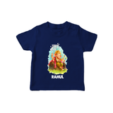 Ganesha Blessings Festive Garden Printed T Shirt - NAVY BLUE - 0-5 Months Old (Chest 17")