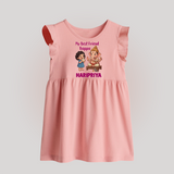 My Best Friend Bappa Cute Ganesha Printed Baby Frock - BABY PINK - 0 - 3 Months Old (Chest 17")