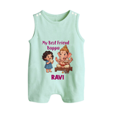 My Best Friend Bappa Cute Ganesha Printed Button Romper - MINT GREEN - New Born (Chest 18")