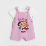 My Best Friend Bappa Cute Ganesha Printed Dungaree - BABY PINK - 0 - 5 Months Old (Chest 18")