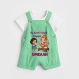 My Best Friend Bappa Cute Ganesha Printed Dungaree - GREEN - 0 - 5 Months Old (Chest 18")