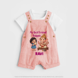 My Best Friend Bappa Cute Ganesha Printed Dungaree - PEACH - 0 - 5 Months Old (Chest 18")
