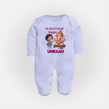 My Best Friend Bappa Cute Ganesha Printed Fullbody Suit - BABY BLUE - New Born (Chest 7.5")