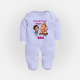 My Best Friend Bappa Cute Ganesha Printed Fullbody Suit - BABY BLUE - New Born (Chest 7.5")
