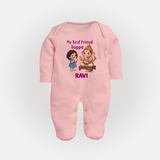 My Best Friend Bappa Cute Ganesha Printed Fullbody Suit - BABY PINK - New Born (Chest 7.5")