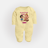 My Best Friend Bappa Cute Ganesha Printed Fullbody Suit - PASTEL YELLOW - New Born (Chest 7.5")