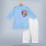 My Best Friend Bappa Cute Friendship Printed Kurta Set - BABY BLUE - 3 - 6 Months Old (Chest 24", Kurta Length 14'', Waist 19", Pant Length 14")