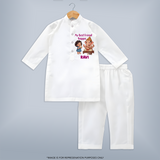 My Best Friend Bappa Cute Friendship Printed Kurta Set - WHITE - 3 - 6 Months Old (Chest 24", Kurta Length 14'', Waist 19", Pant Length 14")