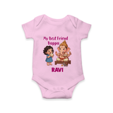 My Best Friend Bappa Cute Ganesha Printed Romper - BABY PINK - New Born (Chest 14")