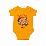 My Best Friend Bappa Cute Ganesha Printed Romper - CHROME YELLOW - New Born (Chest 14")
