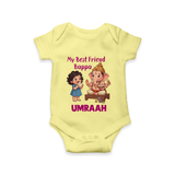 My Best Friend Bappa Cute Ganesha Printed Romper - PASTEL YELLOW - New Born (Chest 14")