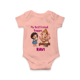 My Best Friend Bappa Cute Ganesha Printed Romper - PEACH - New Born (Chest 14")