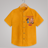 My Best Friend Bappa Cute Ganesha Printed Shirt - CHROME YELLOW - 0 - 6 Months Old (Chest 23")