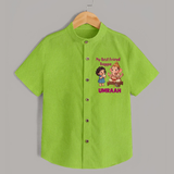 My Best Friend Bappa Cute Ganesha Printed Shirt - LIME GREEN - 0 - 6 Months Old (Chest 23")