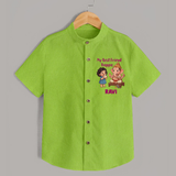 My Best Friend Bappa Cute Ganesha Printed Shirt - LIME GREEN - 0 - 6 Months Old (Chest 23")