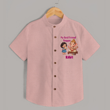 My Best Friend Bappa Cute Ganesha Printed Shirt - PEACH - 0 - 6 Months Old (Chest 23")