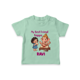 My Best Friend Bappa Cute Ganesha Printed T Shirt - MINT GREEN - 0-5 Months Old (Chest 17")