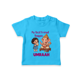 My Best Friend Bappa Cute Ganesha Printed T Shirt - SKY BLUE - 0-5 Months Old (Chest 17")
