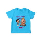 My Best Friend Bappa Cute Ganesha Printed T Shirt - SKY BLUE - 0-5 Months Old (Chest 17")