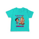 My Best Friend Bappa Cute Ganesha Printed T Shirt - TEAL - 0-5 Months Old (Chest 17")