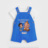 My Best Friend Bappa Cute Ganesha Printed Dungaree - COBALT BLUE - 0 - 5 Months Old (Chest 18")