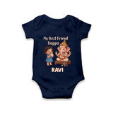 My Best Friend Bappa Cute Ganesha Printed Romper - NAVY BLUE - New Born (Chest 14")