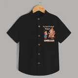 My Best Friend Bappa Cute Ganesha Printed Shirt - BLACK - 0 - 6 Months Old (Chest 23")