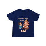 My Best Friend Bappa Cute Ganesha Printed T Shirt - NAVY BLUE - 0-5 Months Old (Chest 17")