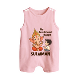 Little Devotee With Ganesha Friendship Printed Button Romper - BABY PINK - New Born (Chest 18")