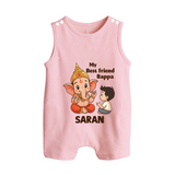 Little Devotee With Ganesha Friendship Printed Button Romper - BABY PINK - New Born (Chest 18")