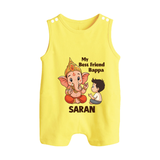 Little Devotee With Ganesha Friendship Printed Button Romper - PASTEL YELLOW - New Born (Chest 18")