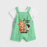 Little Devotee With Ganesha Friendship Printed Dungaree - GREEN - 0 - 5 Months Old (Chest 18")