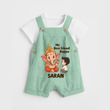 Little Devotee With Ganesha Friendship Printed Dungaree - MINT GREEN - 0 - 5 Months Old (Chest 18")