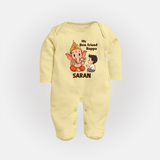 Little Devotee With Ganesha Friendship Printed Fullbody Suit - PASTEL YELLOW - New Born (Chest 7.5")