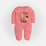 Little Devotee With Ganesha Friendship Printed Fullbody Suit - PEACH - New Born (Chest 7.5")