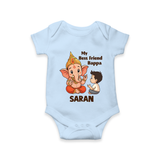 Little Devotee With Ganesha Friendship Printed Romper - BABY BLUE - New Born (Chest 14")