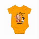 Little Devotee With Ganesha Friendship Printed Romper - CHROME YELLOW - New Born (Chest 14")