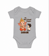 Little Devotee With Ganesha Friendship Printed Romper - GREY - New Born (Chest 14")
