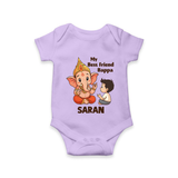 Little Devotee With Ganesha Friendship Printed Romper - LILAC - New Born (Chest 14")